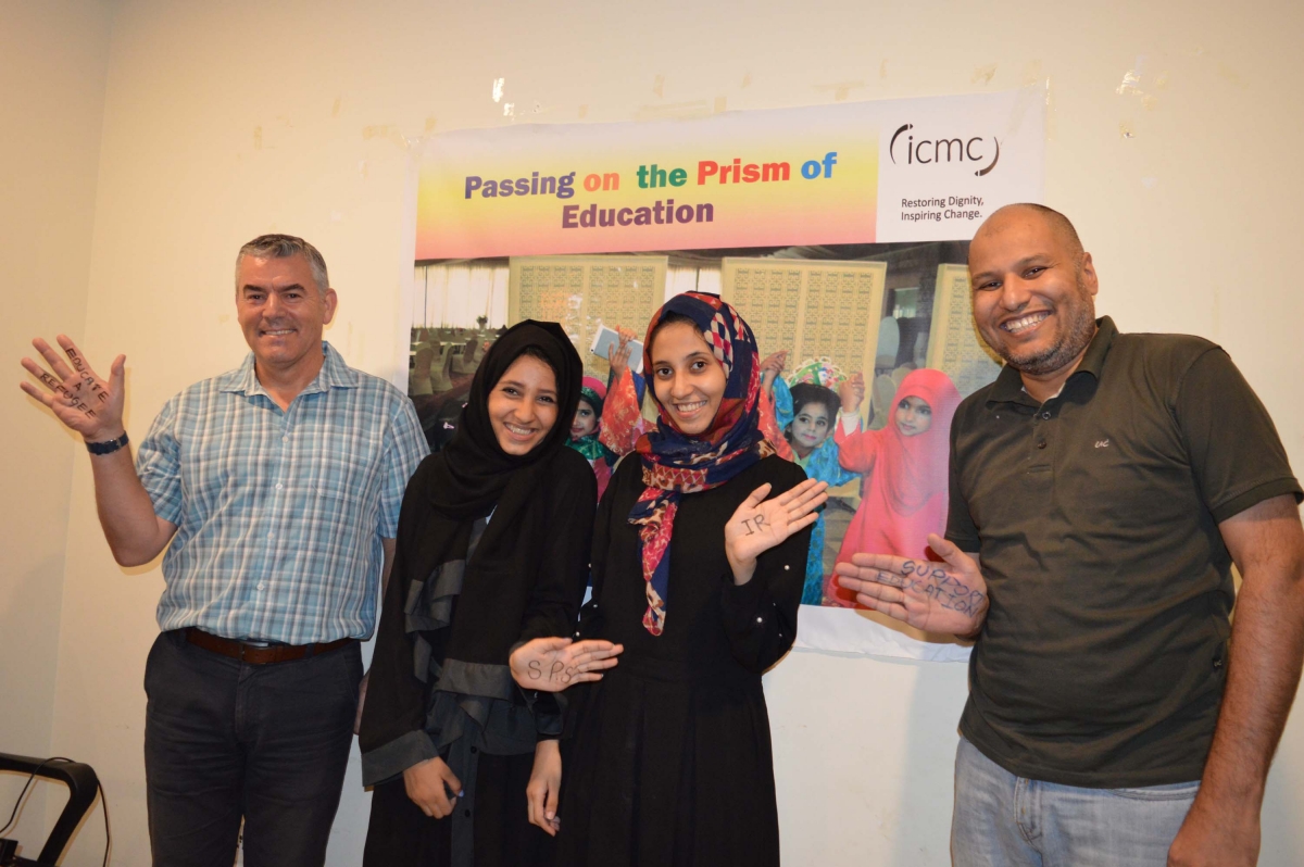 Afghan refugee sisters with the donors who sponsored their studies.