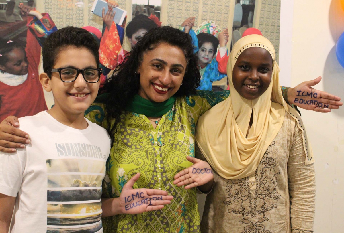 Samina with Muhammad and Faduma, the Somali girl whose education the Pakistani boy sponsored with the money set aside for his PlayStation.