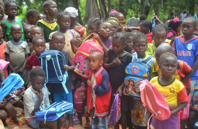 Re-enrolled children play at the 2023 launch of the ICMC-supported reschooling project in the Central African Republic