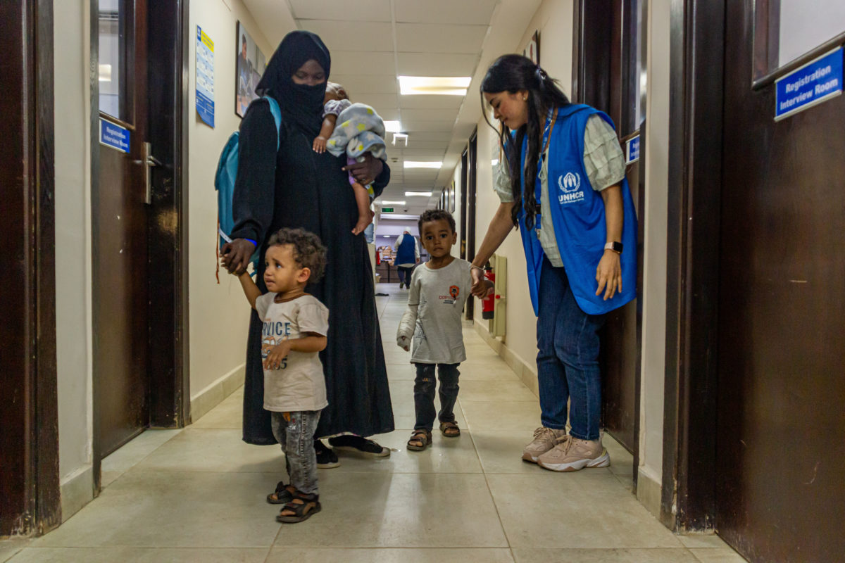 Sudanese refugee family registering with UNHCR in Cairo