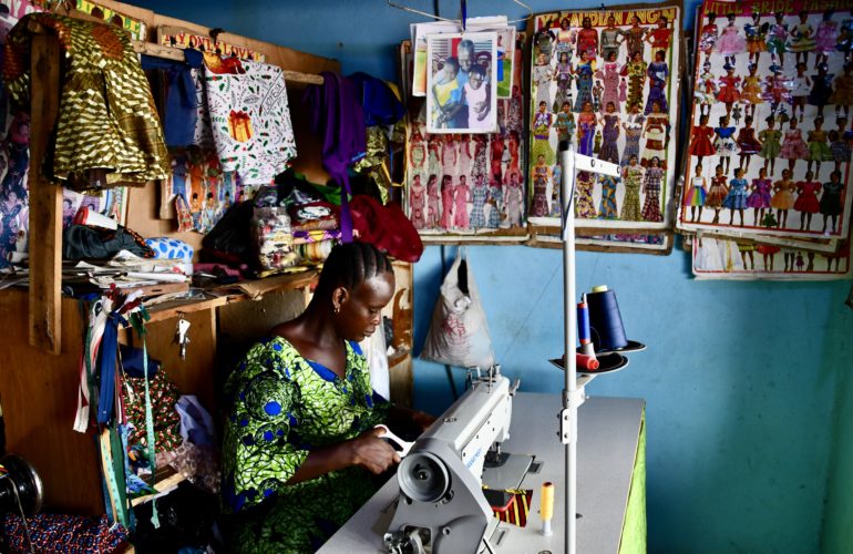 A tailor in her workshop in Abidjan, Côte d'Ivoire