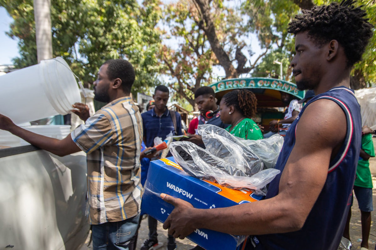 Internally displaced people in the Port-au-Prince metropolitan area receive hygiene and sanitation materials, Haiti