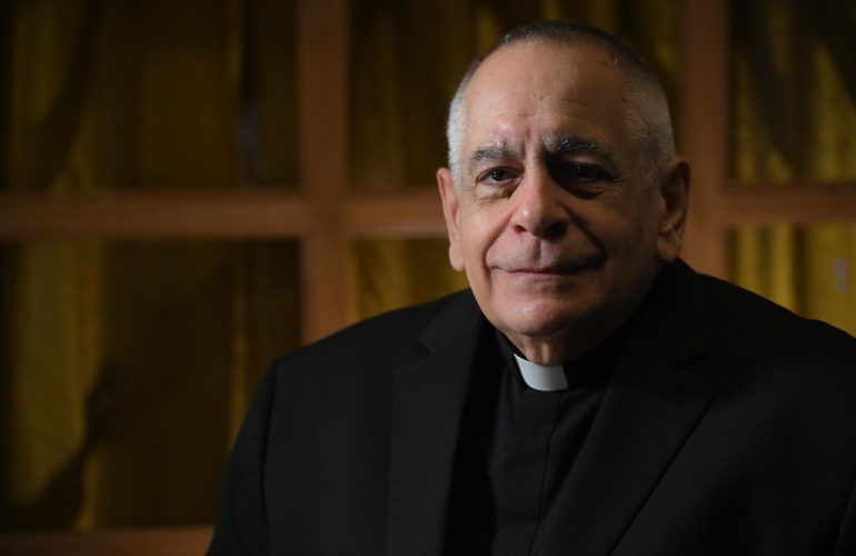 Msgr. Robert Vitillo, in his capacity as ICMC Secretary General, pictured during a 2023 solidarity visit to Irpin and Kyiv, Ukraine.